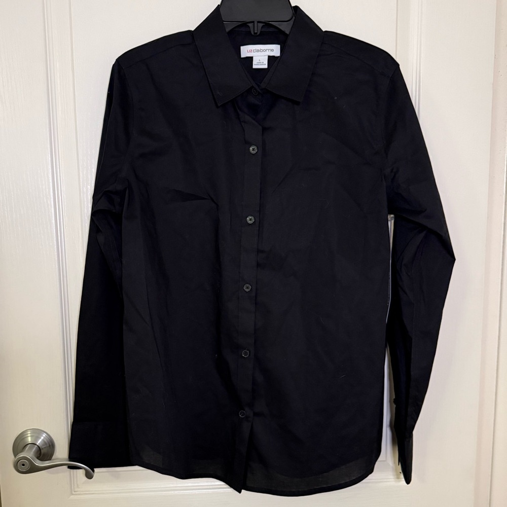 Liz Claiborne Classic Black Button Down Shirt